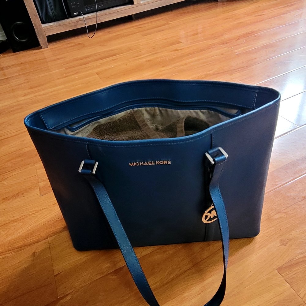 Michael Kors Blue Structured Tote Bag